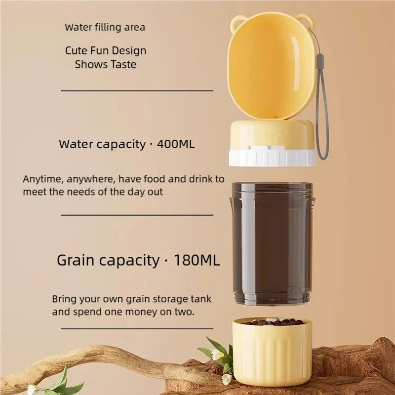 2 in 1 Portable Dog Water Bottle Pet Water Container with Food Storage Pet Travel Drinking Bowl for Dogs Cats Pet Supplies