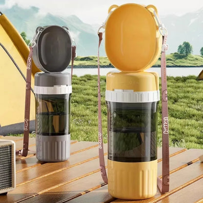 2 in 1 Portable Dog Water Bottle Pet Water Container with Food Storage Pet Travel Drinking Bowl for Dogs Cats Pet Supplies