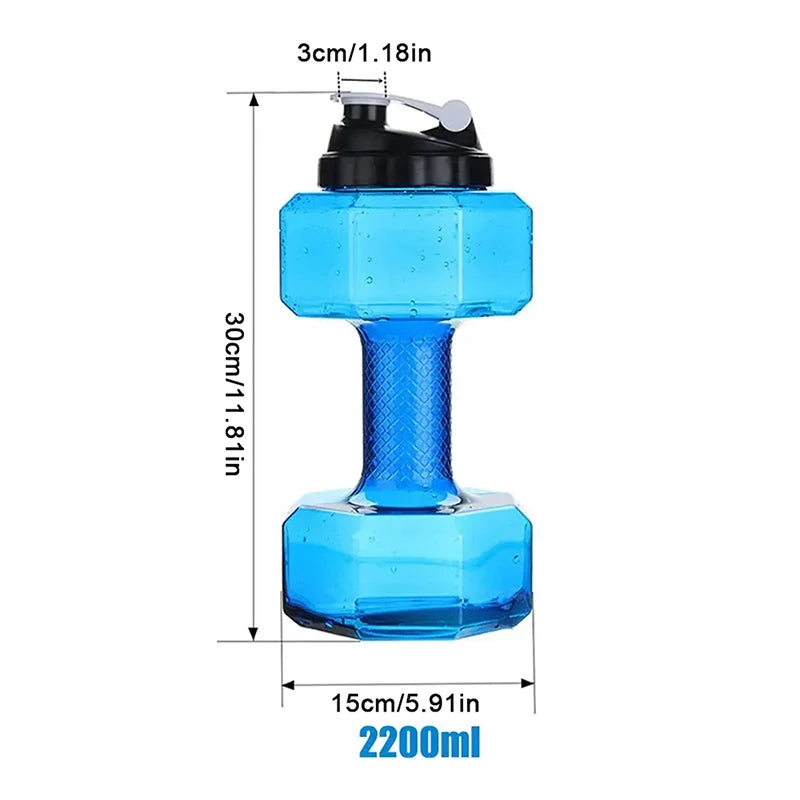 【Peace】2.2L Dumbbell Shaped Kettle Sport Water Bottle Fitness Cycling Water Bottle Creative Summer Water Drinks Bottle